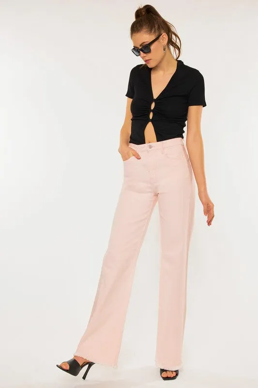 KanCan - 90's Pink High Rise Flair Jeans