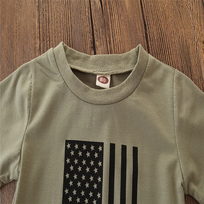 Kids' Suit Summer Men's Clothing Independence Day Flag Camouflage Suit