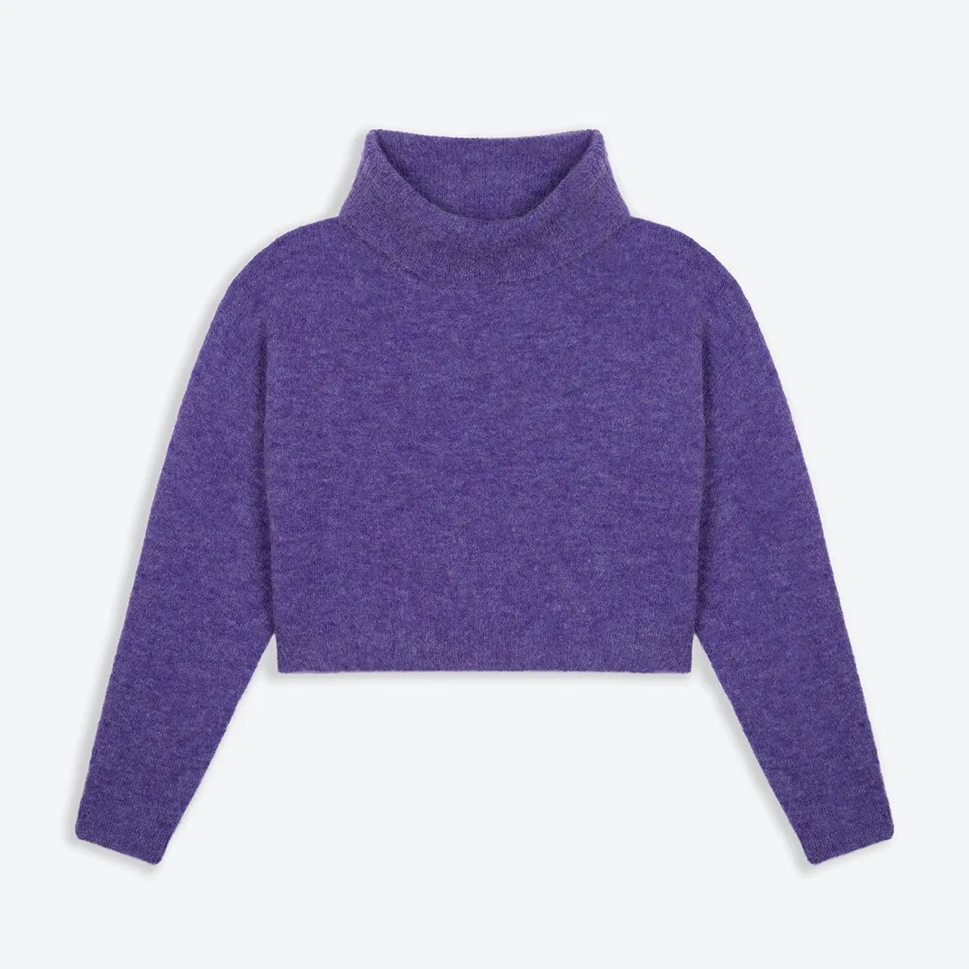 Lowie Purple Alpaca Cropped Roll Neck