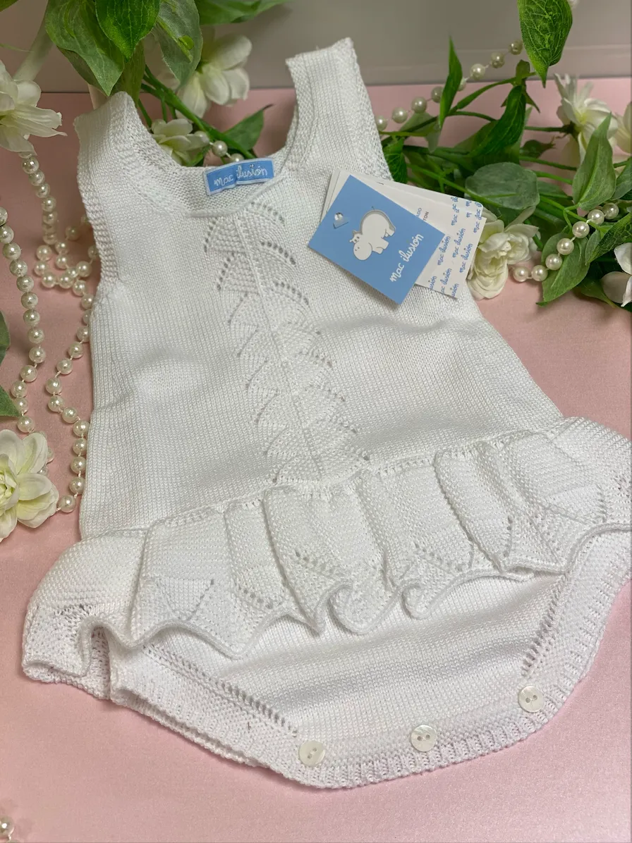 Mac Ilusion Knitted Romper 8038 White 1 month