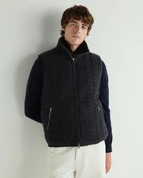 Men's Dolomiti Cable Fur Gilet Granite Blue
