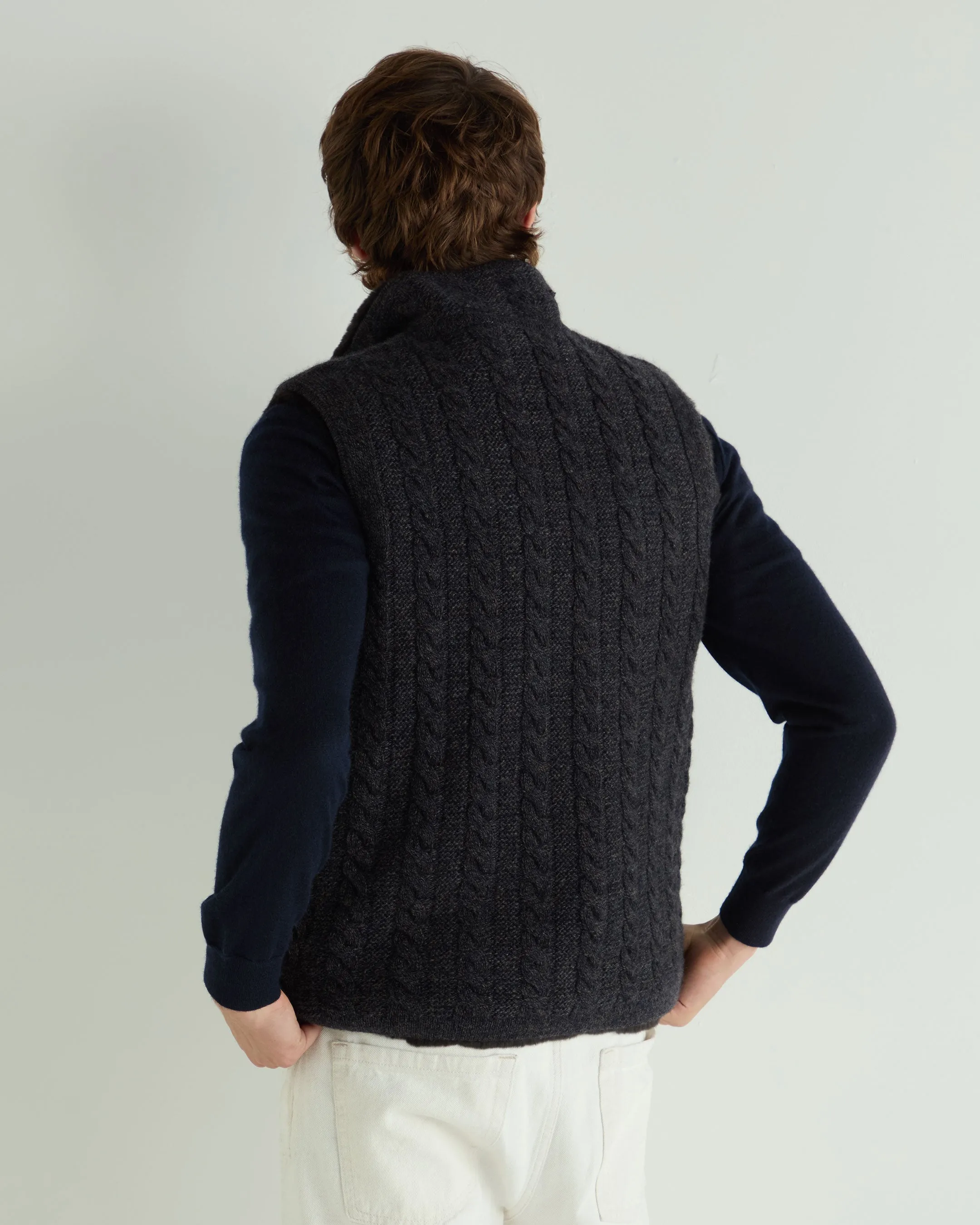Men's Dolomiti Cable Fur Gilet Granite Blue