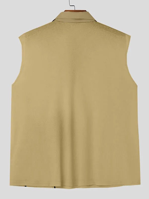 Mens Floral Print Sleeveless Collared Shirt SKUK61393