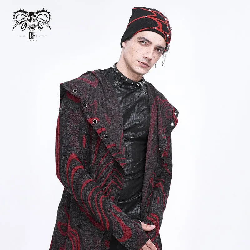 Men's Punk Contrast Color Spider Web Knitted Beanie Red