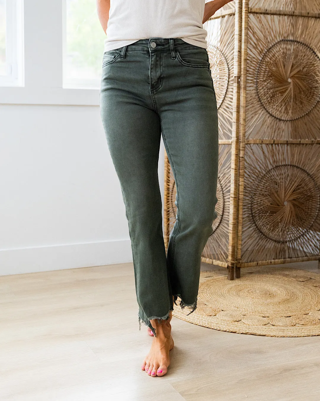 NEW! Vervet Deep Forest Crop Flare Jeans