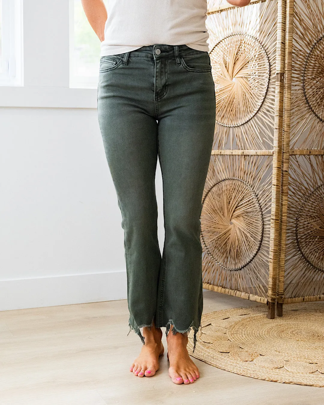NEW! Vervet Deep Forest Crop Flare Jeans