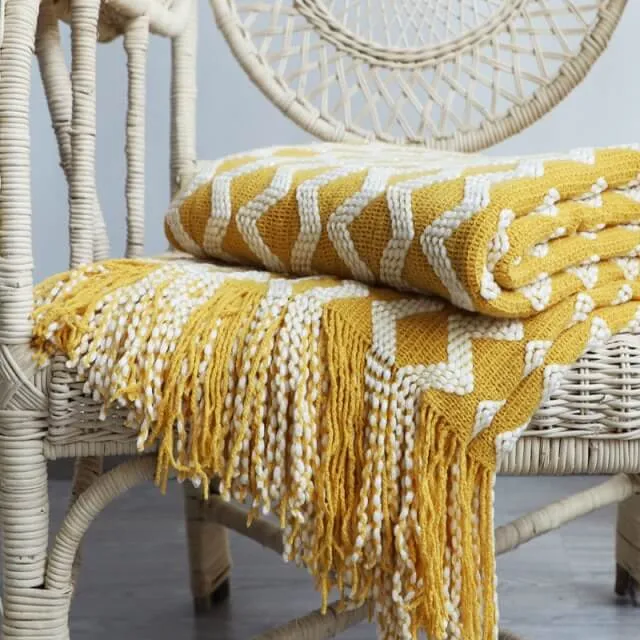 Nordic Sofa Throw Blanket Knitted Tassel
