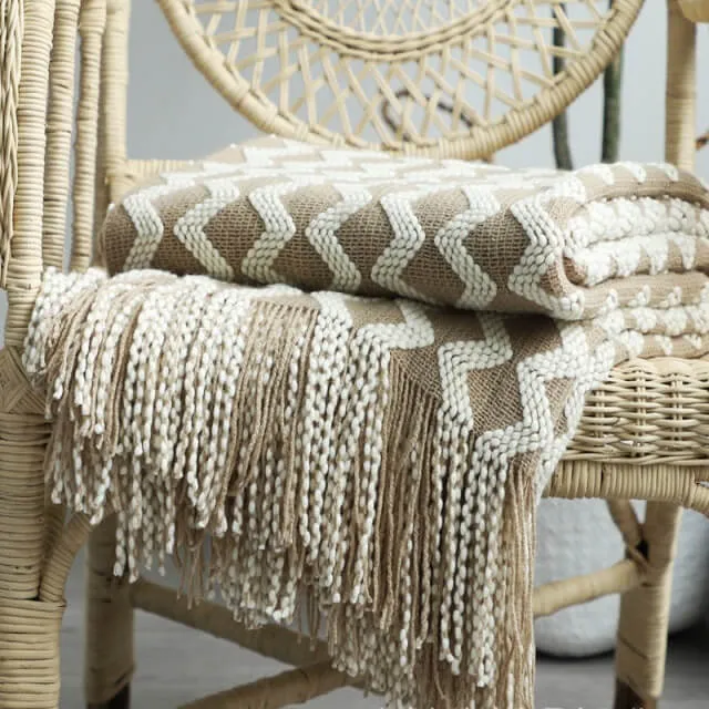 Nordic Sofa Throw Blanket Knitted Tassel