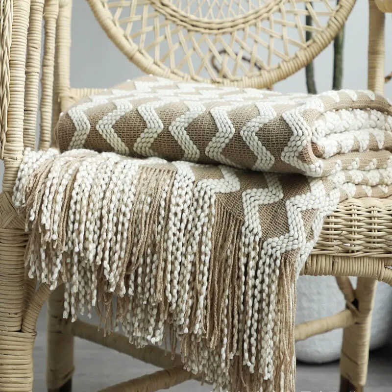 Nordic Sofa Throw Blanket Knitted Tassel