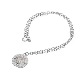 Ocean SS Sand Dollar Rose Gold with White Crystals Ankle Bracelet