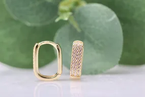 Pave Studded Petite Rectangle Huggies