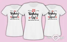 Personalised Any Year Birthday Girl Squad Any Year 18th 21st 30th 40th T-shirt Female