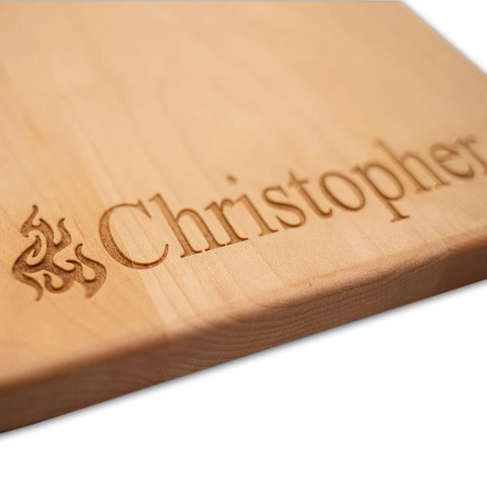 Personalized Laser Engraved Grill Master Cutting Board (Rectangle or Paddle Shaped Options)