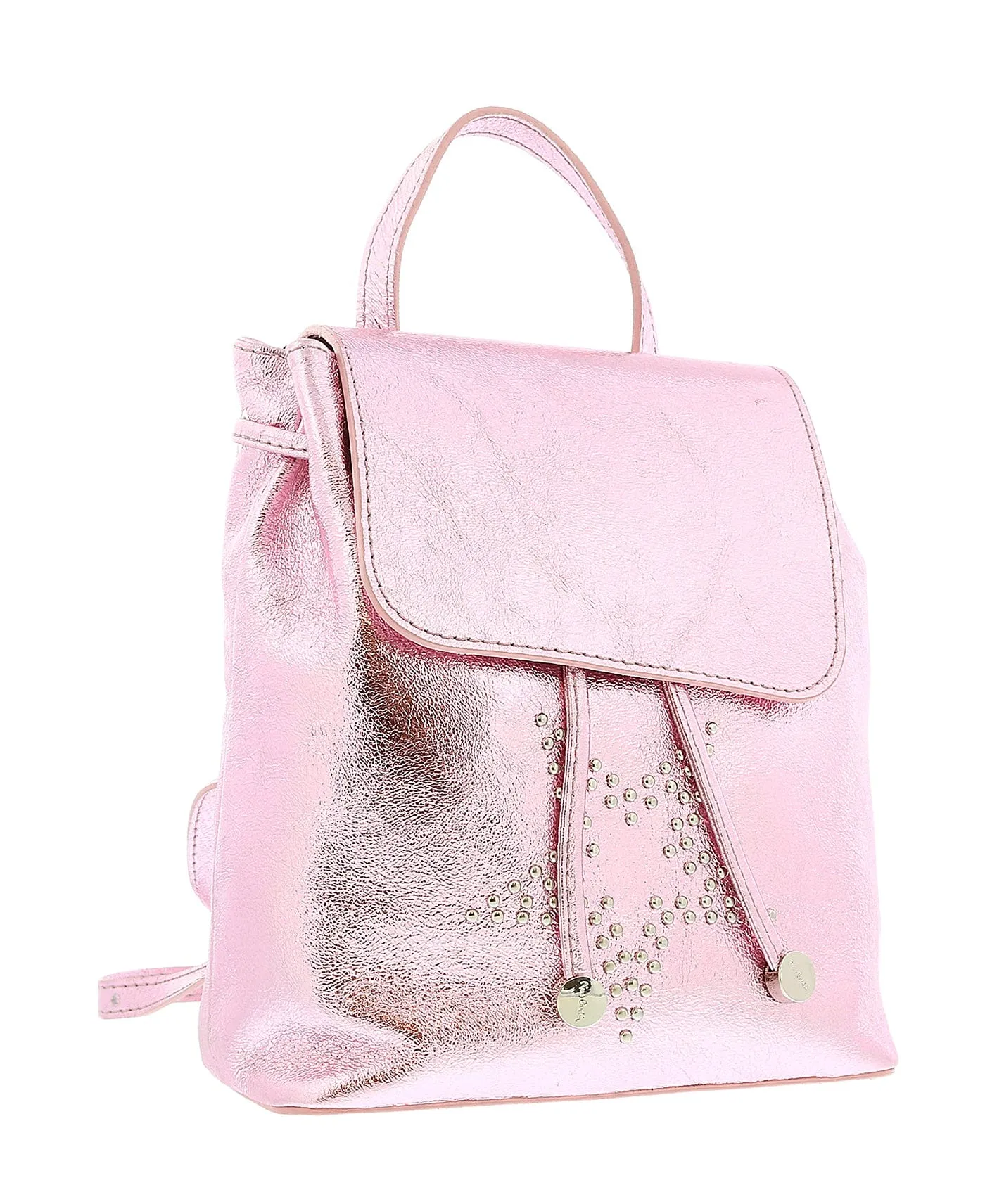 Pierre Cardin Pink Leather Metallic Star Studded Medium Fashion Backpack