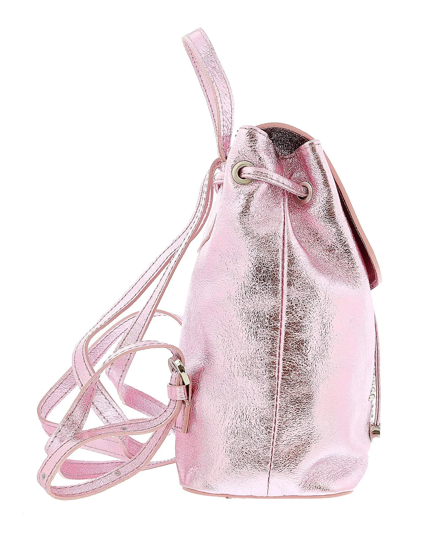 Pierre Cardin Pink Leather Metallic Star Studded Medium Fashion Backpack