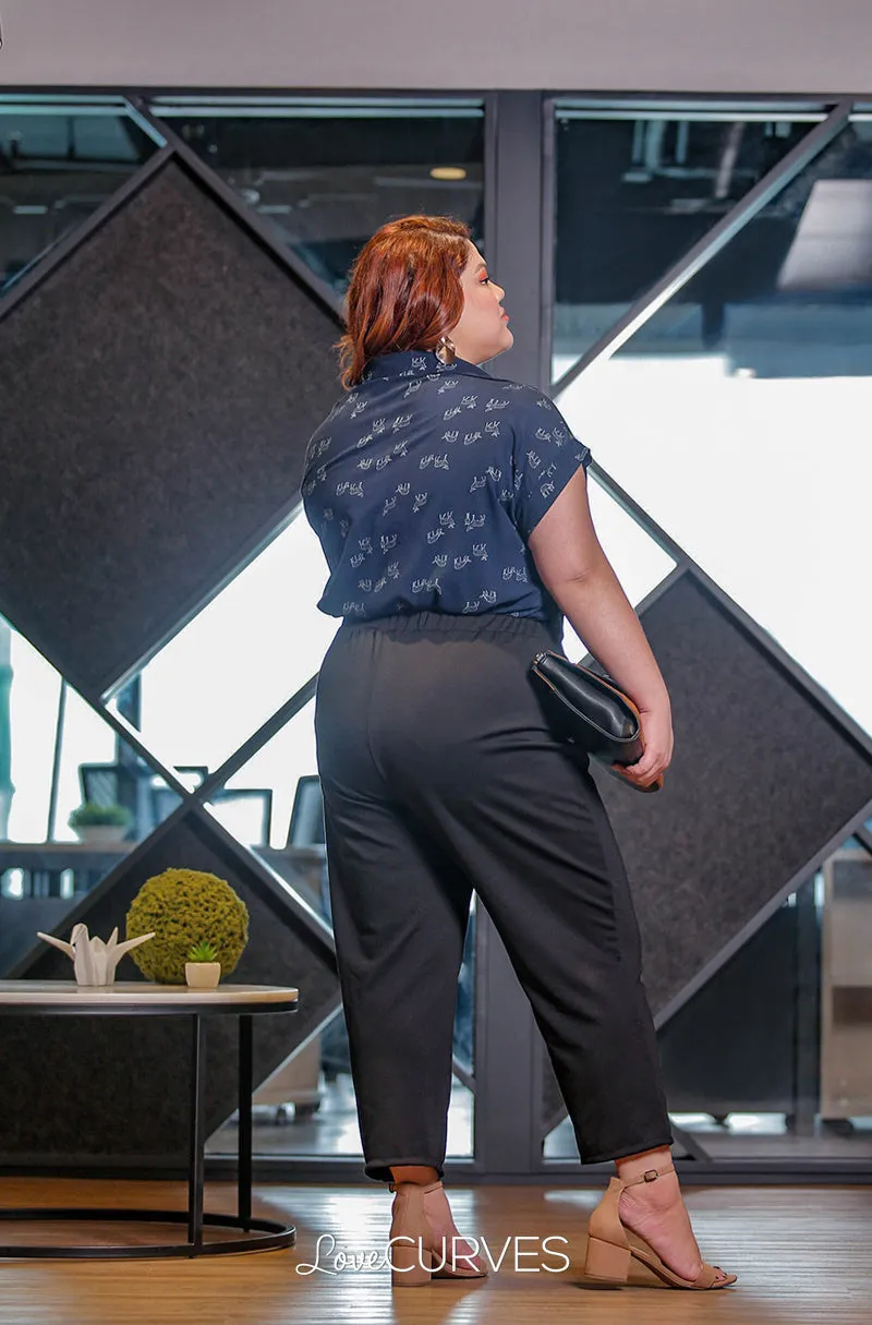 Pintucked Cropped Trousers - Black