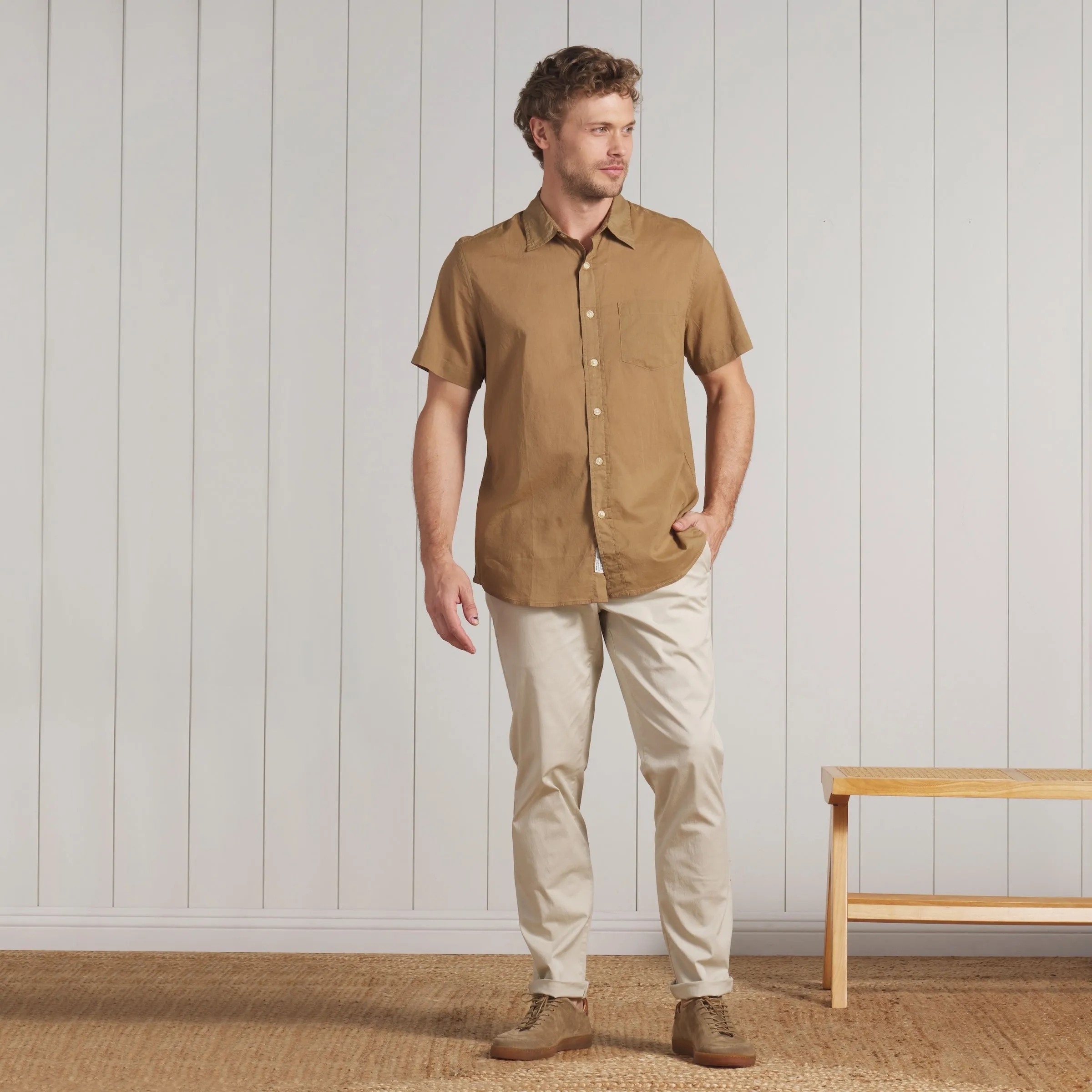Portofino Featherweight Poplin Short Sleeve Shirt - Ermine