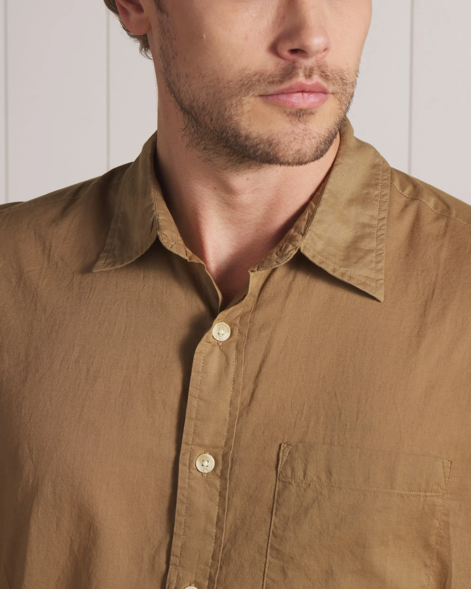 Portofino Featherweight Poplin Short Sleeve Shirt - Ermine
