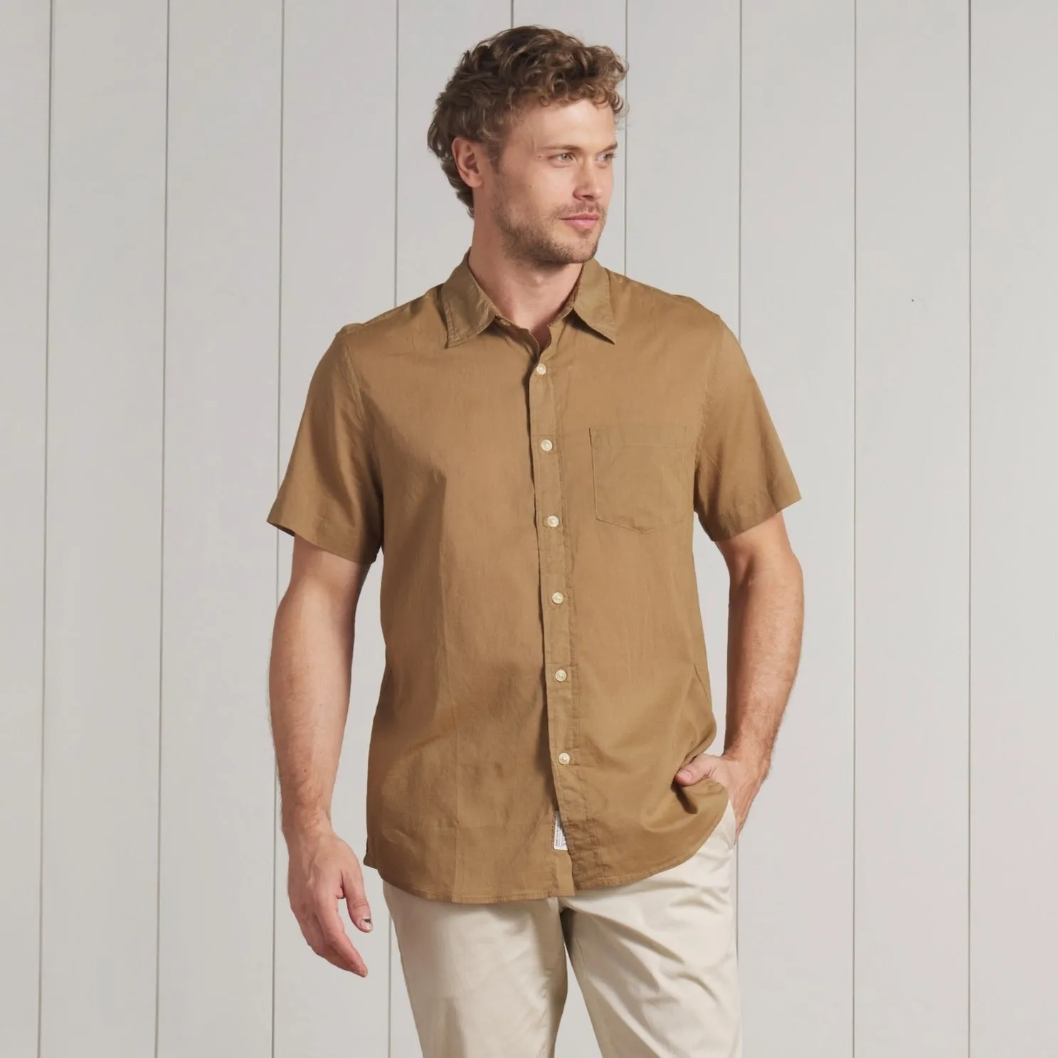 Portofino Featherweight Poplin Short Sleeve Shirt - Ermine