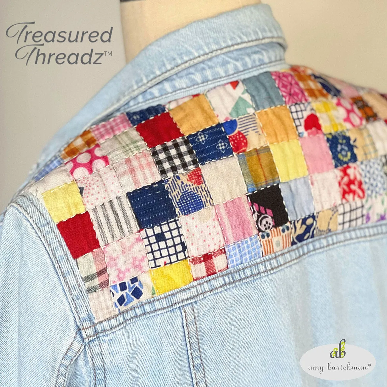 Postage Stamp Retro Quilt Block Panel by Amy Barickman for Treasured Threadz