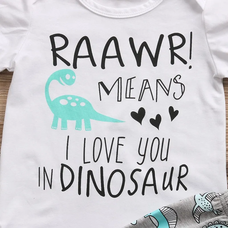 Raawr Dinosaur Romper Pants Outfit