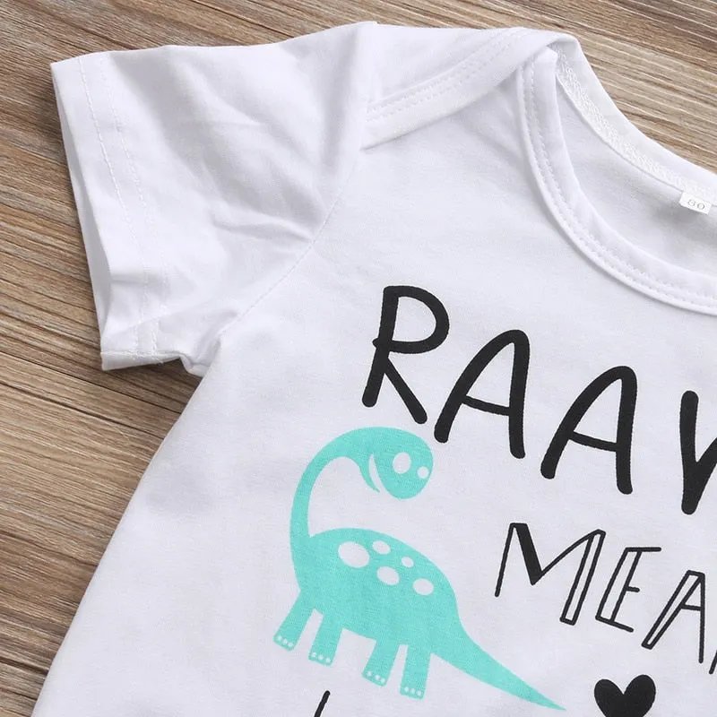 Raawr Dinosaur Romper Pants Outfit