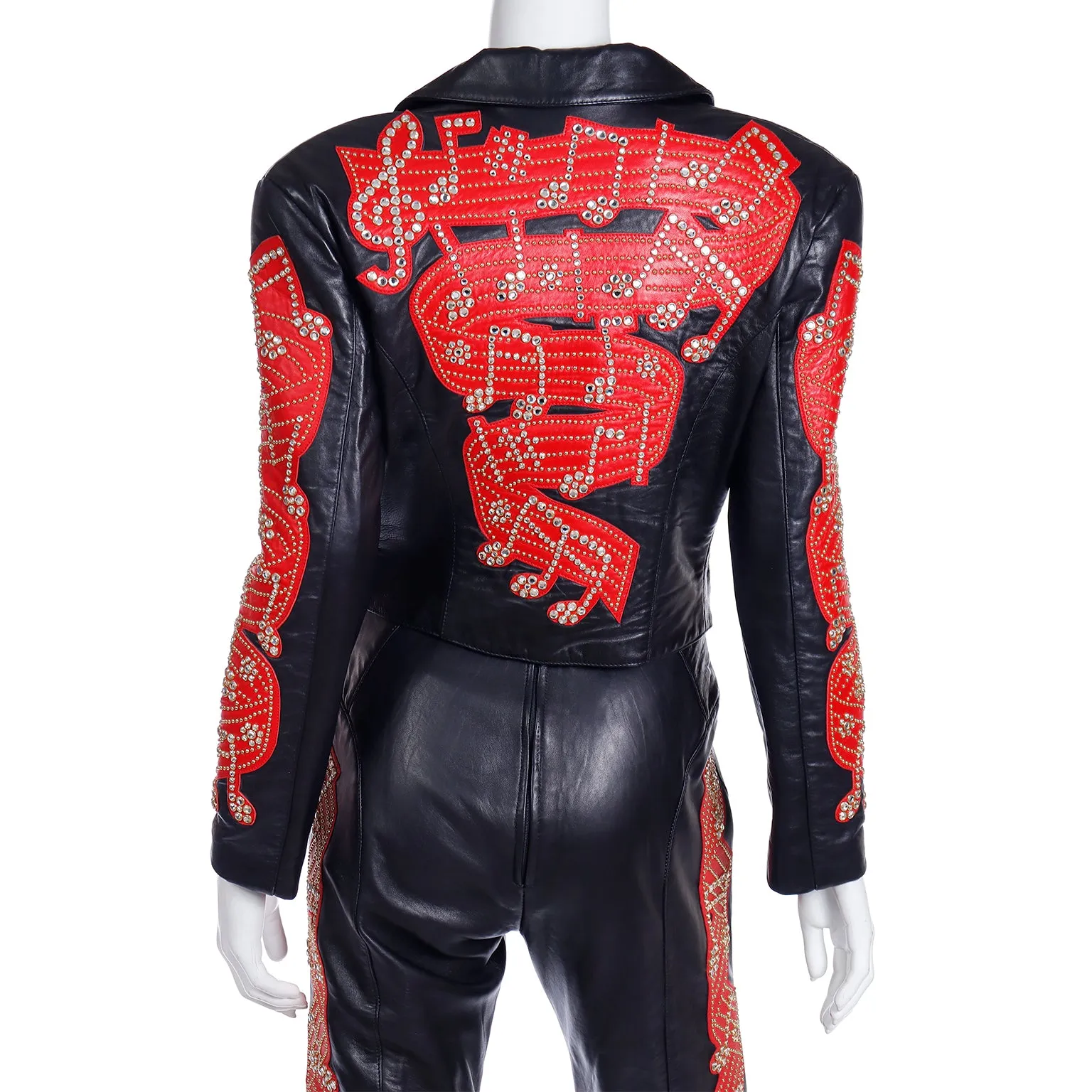 Rock Star Michael Hoban Black & Red Leather Musical Pants Bustier & Jacket