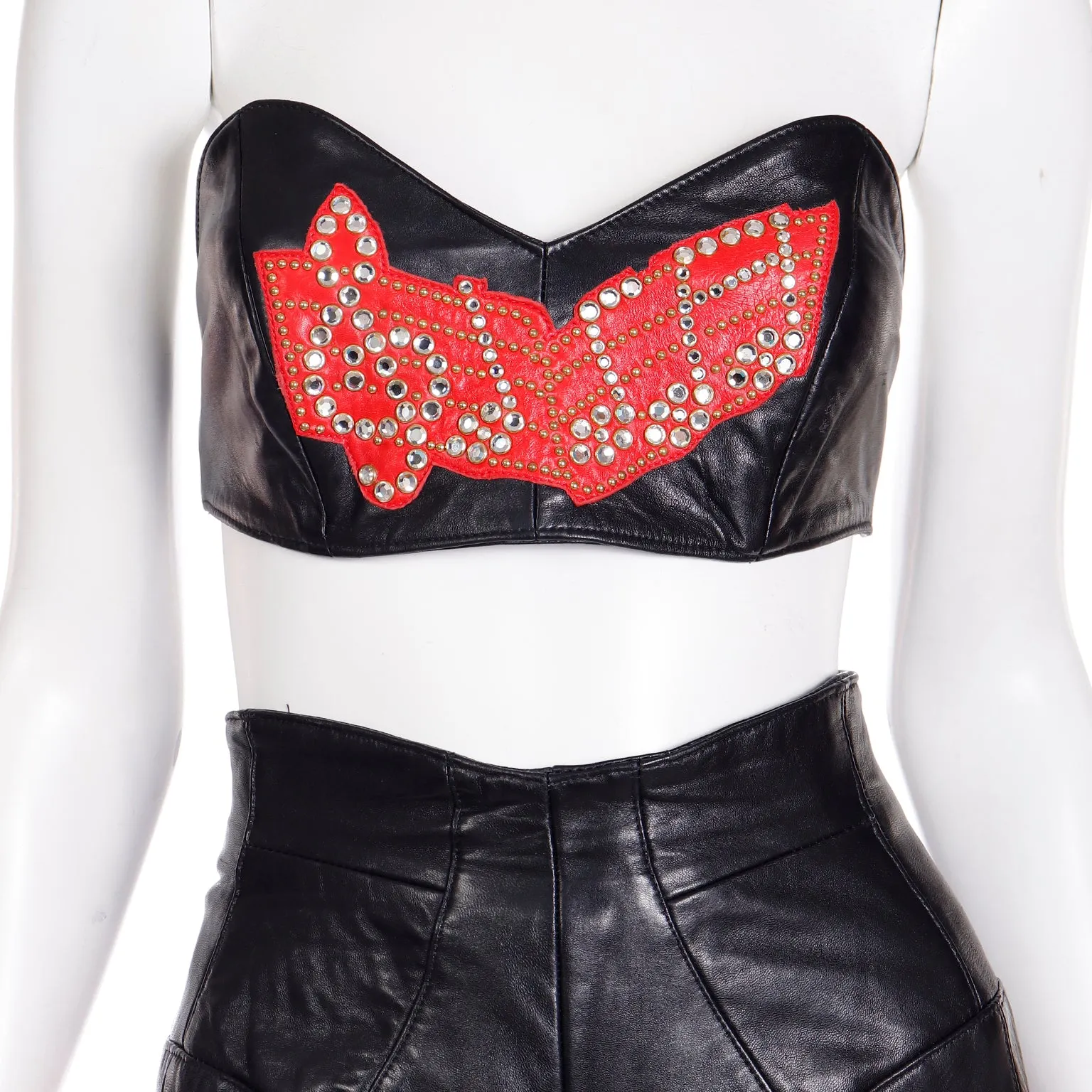 Rock Star Michael Hoban Black & Red Leather Musical Pants Bustier & Jacket