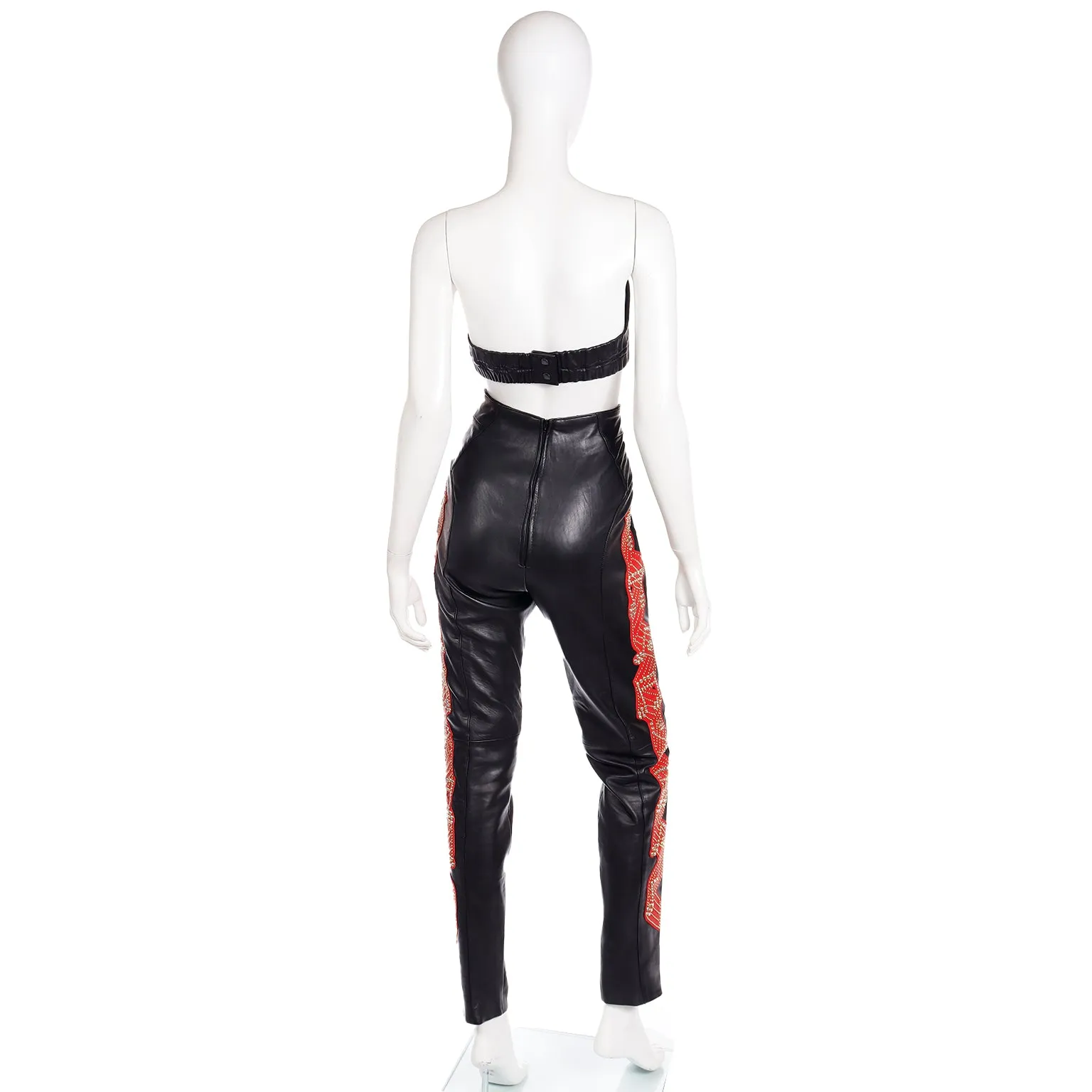 Rock Star Michael Hoban Black & Red Leather Musical Pants Bustier & Jacket