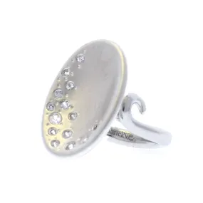 Sterling Silver and White Sapphires Concave Ring