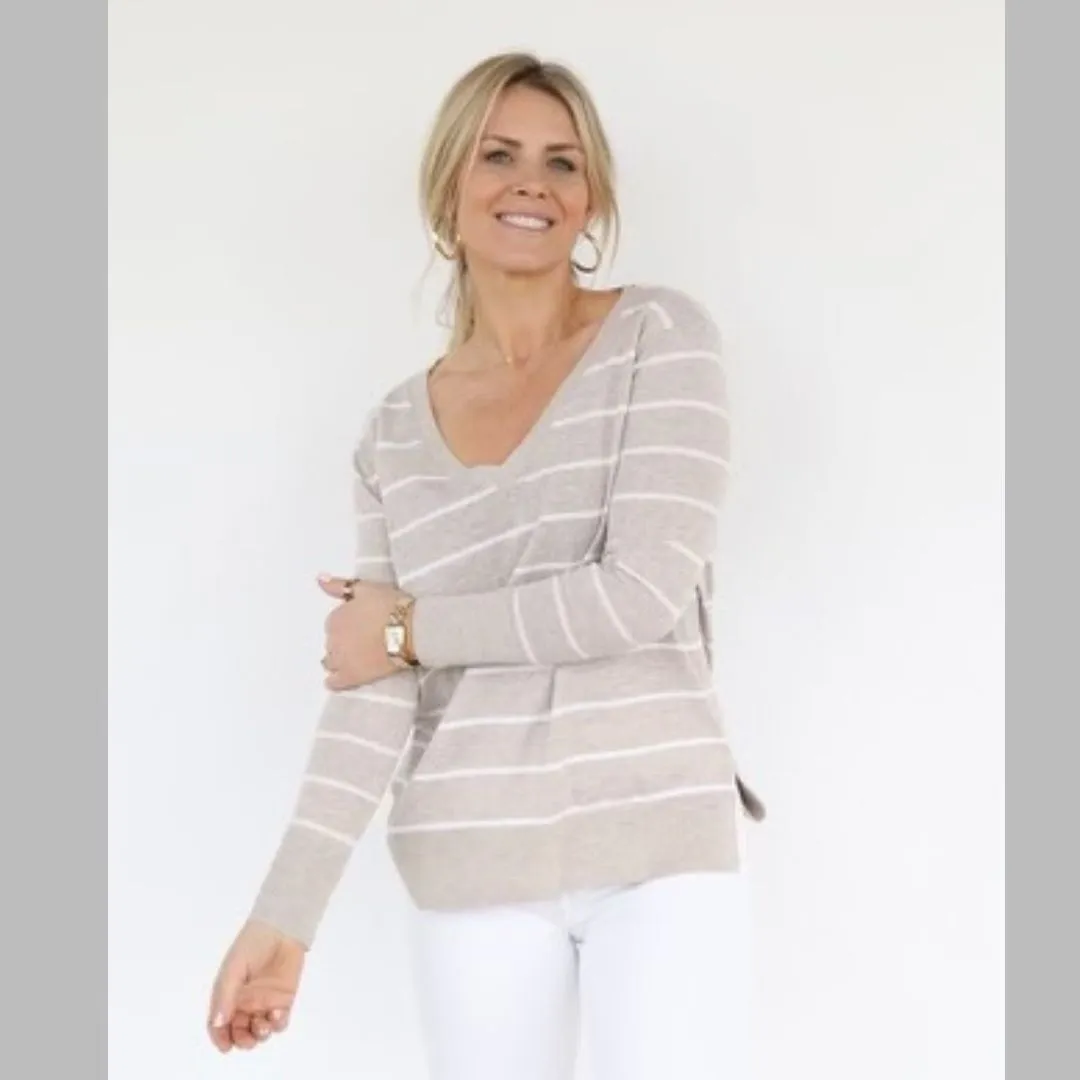 Striped V-Neck Sweater
