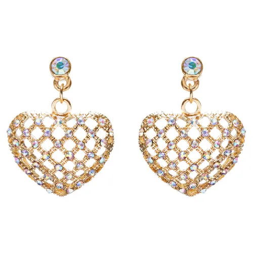 Valentine's Day Jewelry Crystal Rhinestone Charming Heart Dangle Earrings E933GD