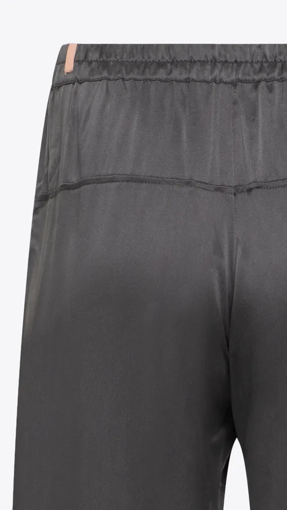 Silk Tee and Pant Set in Meditative Grey with Washable Fabric