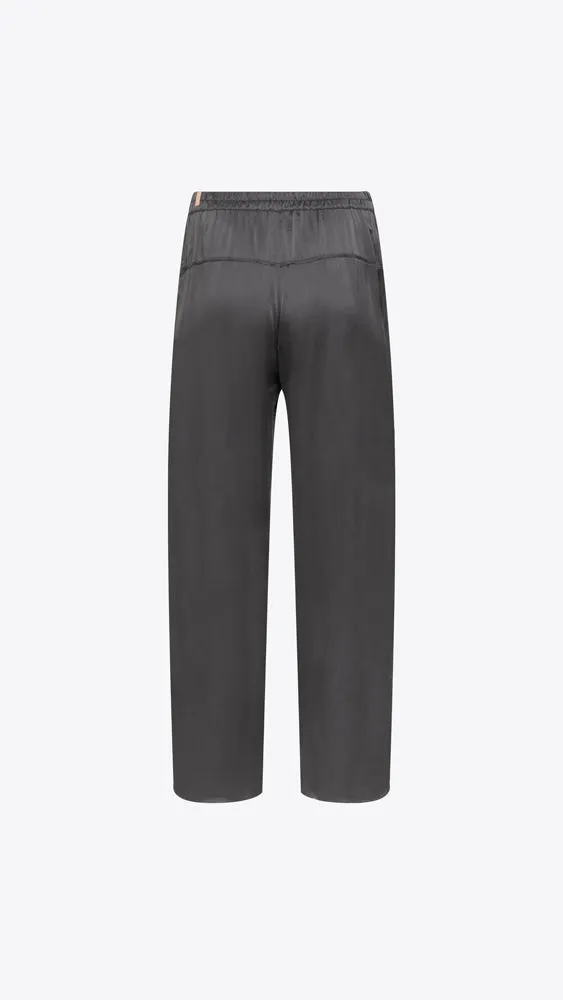Silk Tee and Pant Set in Meditative Grey with Washable Fabric