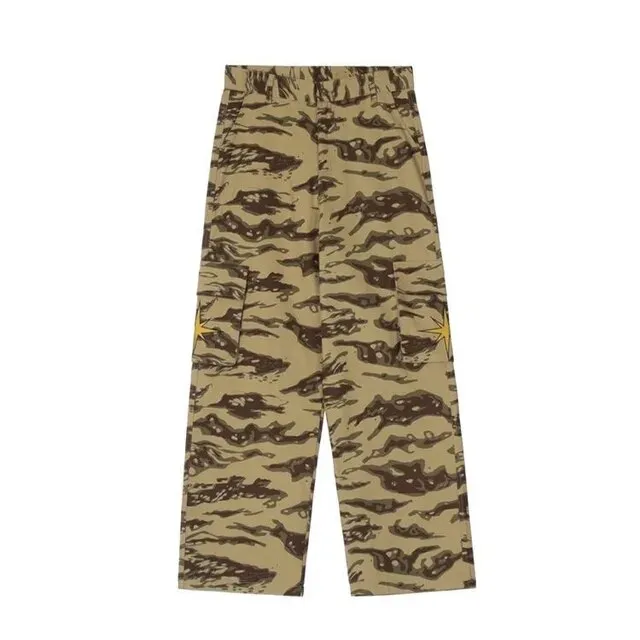 Wiaofellas Men Camouflage Cargo Pants Women's Oversize Cargo Pants Harajuku Streetwears Spring Embroidery Loose Casual Straight Trousers