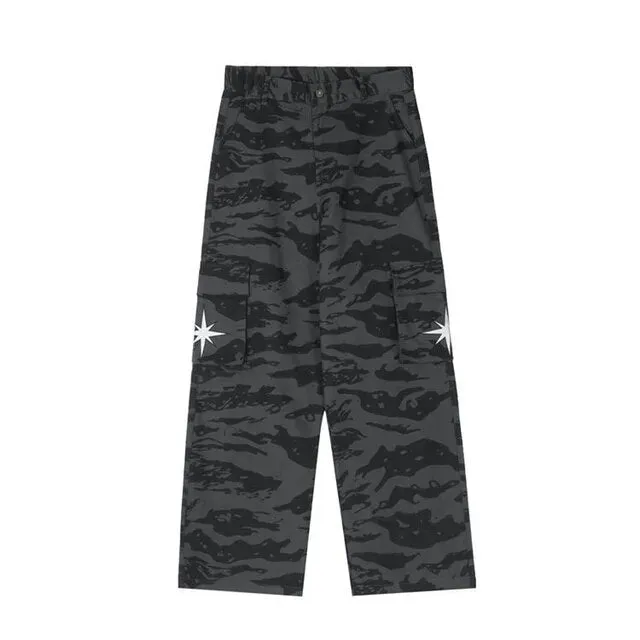 Wiaofellas Men Camouflage Cargo Pants Women's Oversize Cargo Pants Harajuku Streetwears Spring Embroidery Loose Casual Straight Trousers