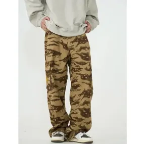 Wiaofellas Men Camouflage Cargo Pants Women's Oversize Cargo Pants Harajuku Streetwears Spring Embroidery Loose Casual Straight Trousers