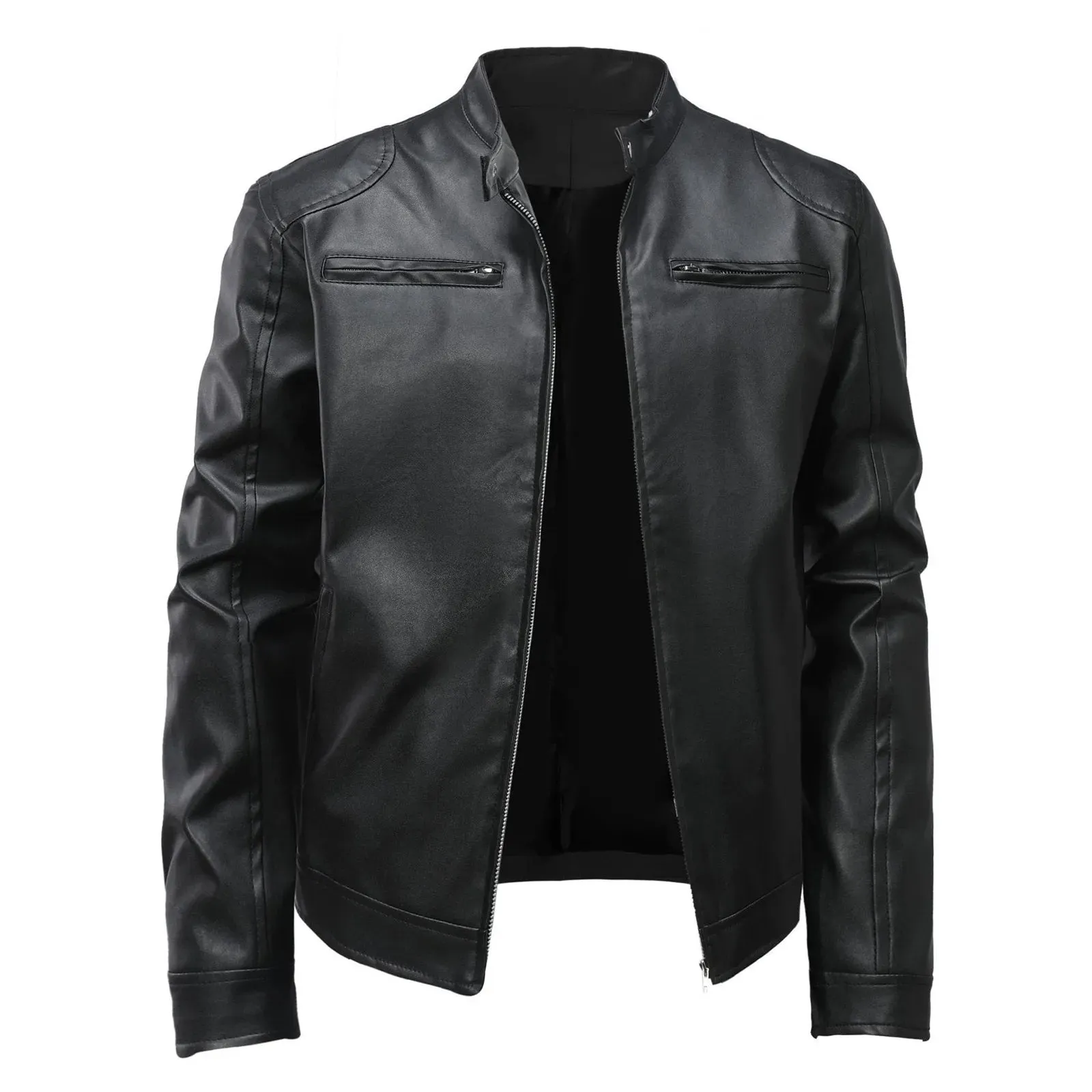 Winter Men's Clothing Motorcycle Leather Jacket Men's Teenagers Stand Collar Punk Leather Coat Men Punk