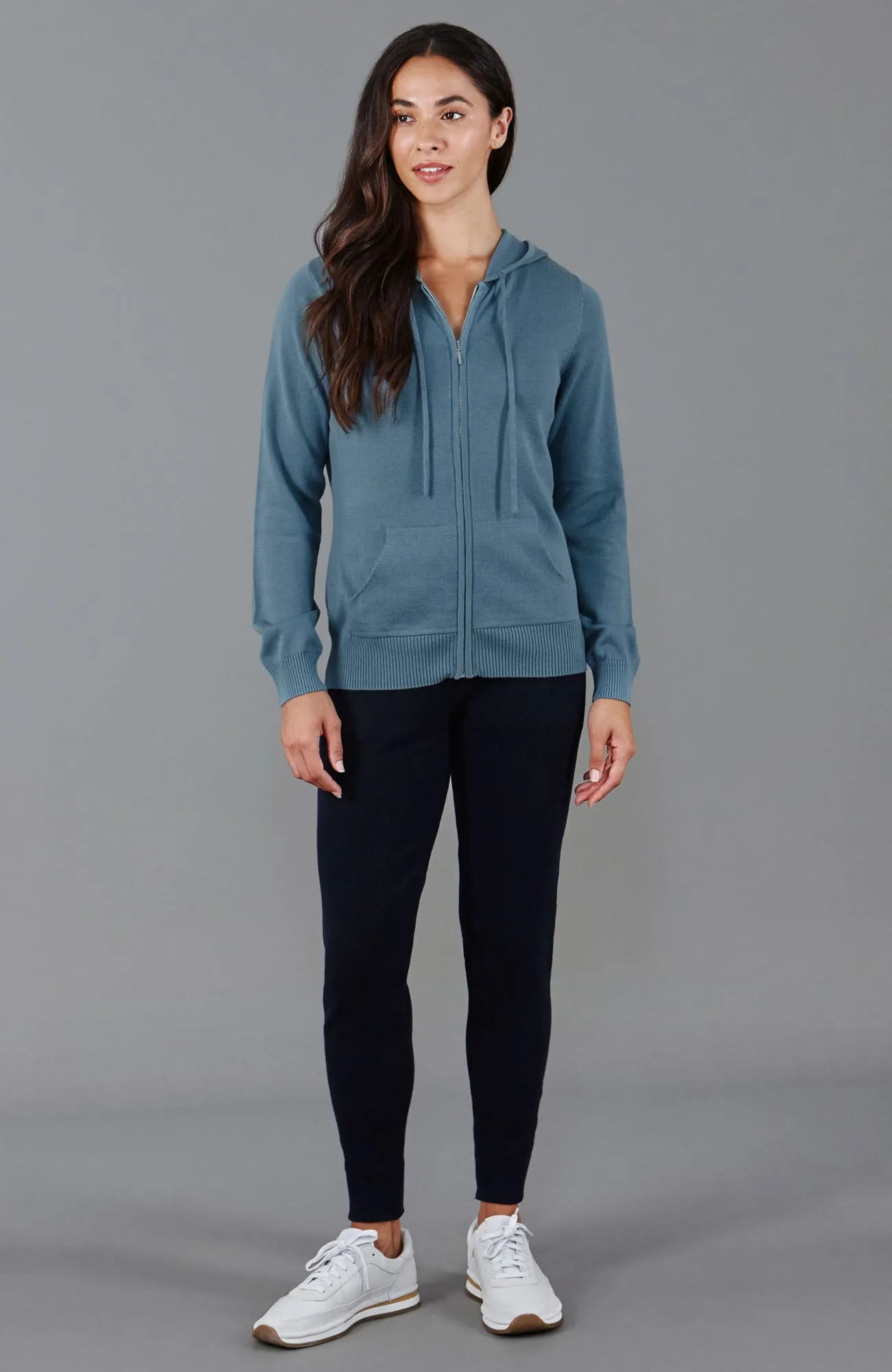Womens 100% Cotton Zip Through Hoodie
