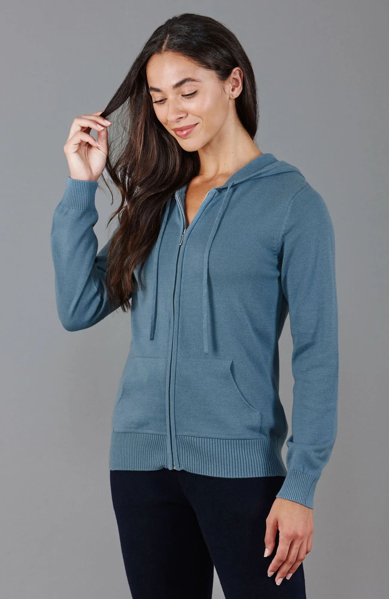 Womens 100% Cotton Zip Through Hoodie