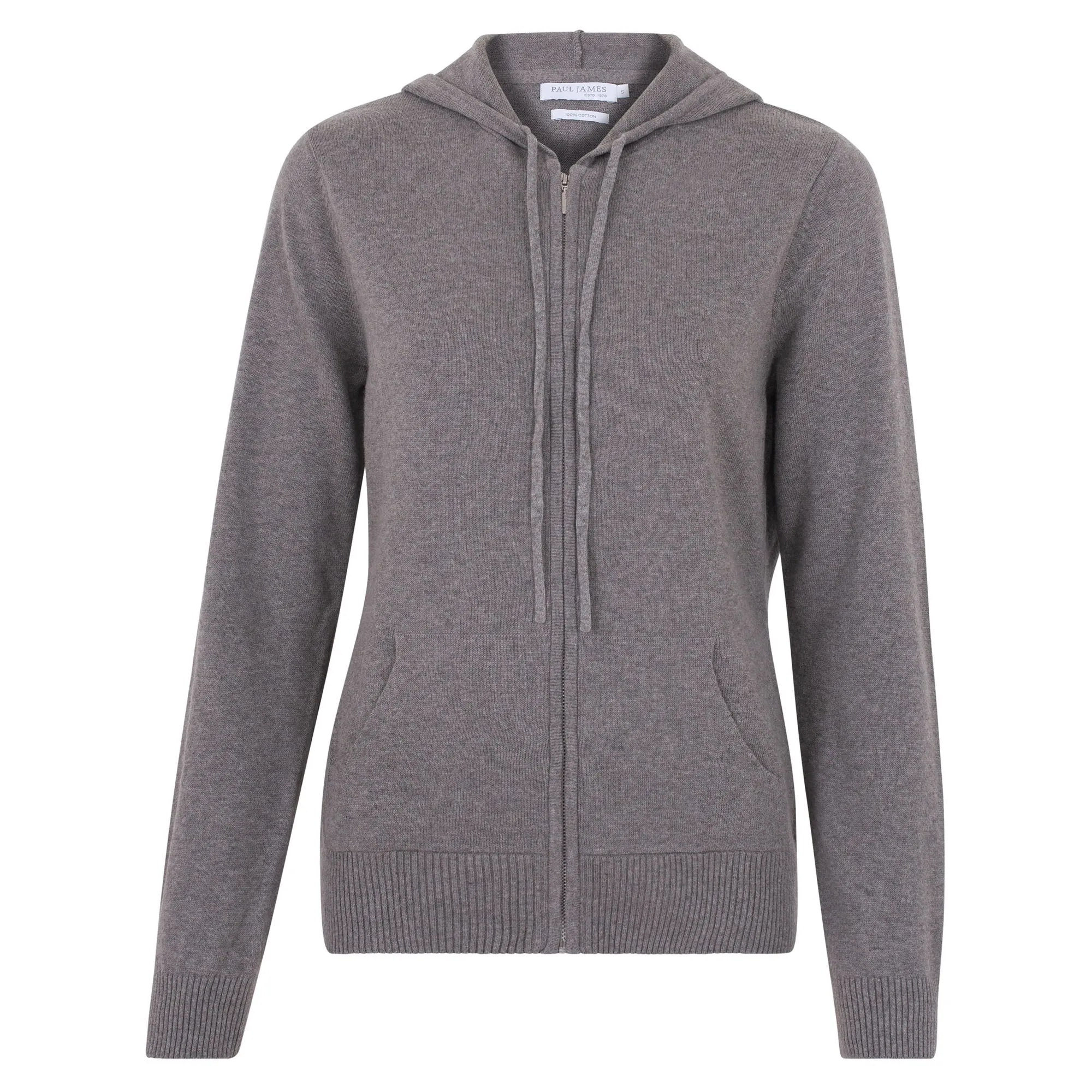 Womens 100% Cotton Zip Through Hoodie